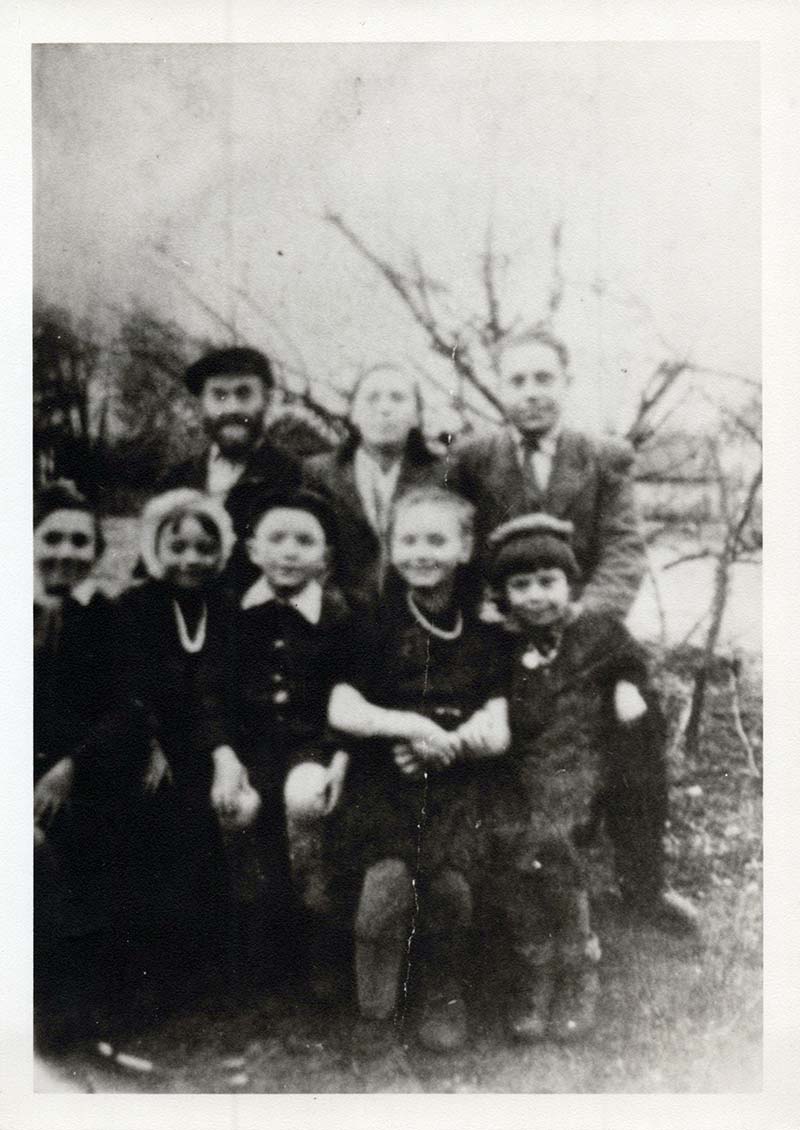 In Kiveritz, Russia, after the war: Top row, Pinchus Katz, Taibel Szames, Ben Katz. Bottom row, Irv Szames, Fran Katz, Gerald Szames, Fay Szames, Rita Katz.