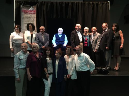 Pinchas and Dorothy Gutter meet with docents at at Illinois Holocaust Museum &amp; Education Center and the pilot display of New Dimensions in Testimony.  